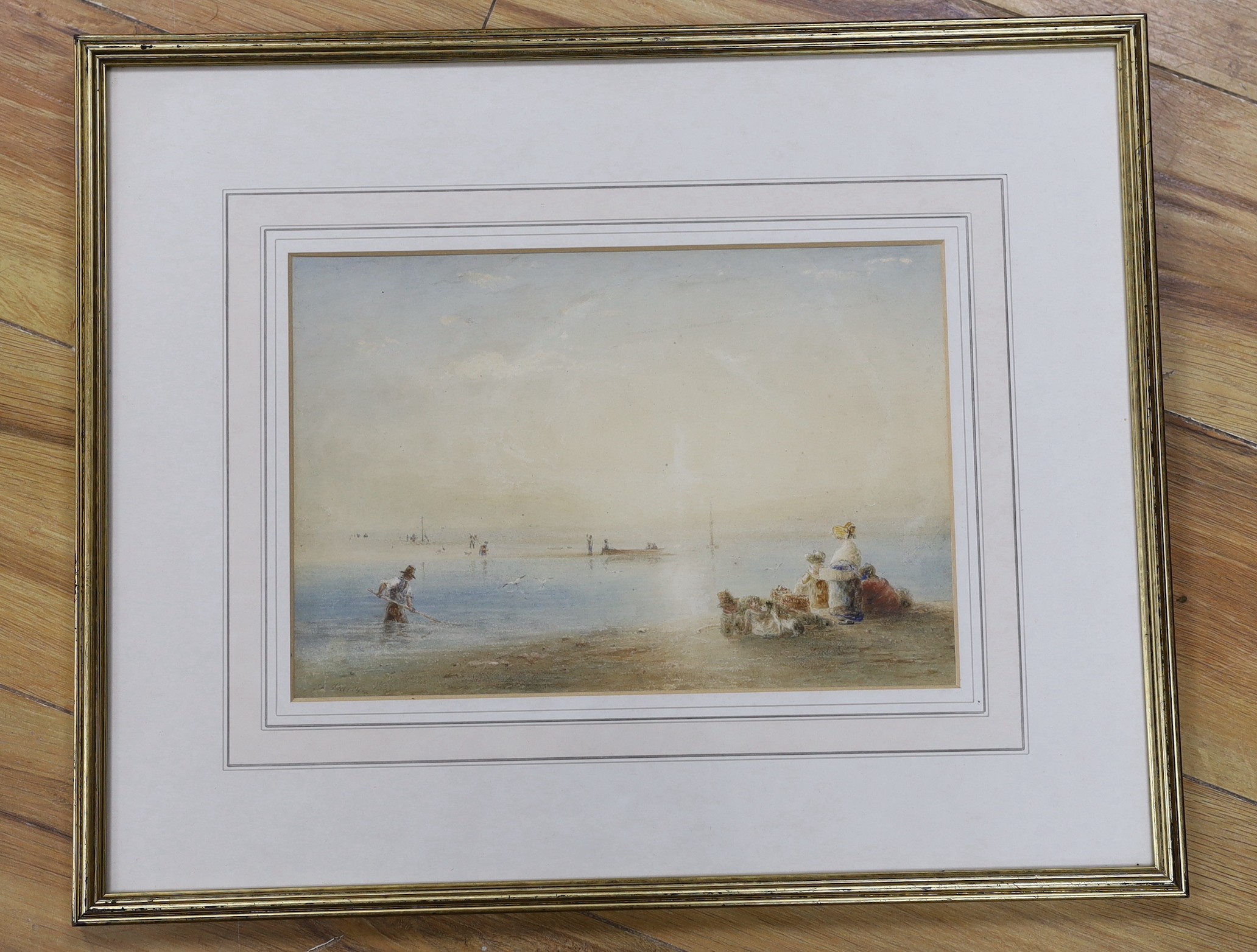 James Barrie, 19th century, watercolour, Lancaster Sands, signed and dated 1833, gallery label verso, 20 x 30cm